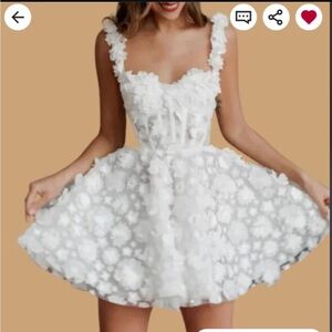 Floral White Reception Dress/Party Dress